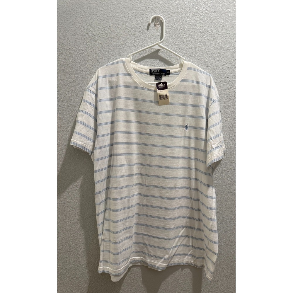 Polo Ralph Lauren Striped T Shirt Blue White Men Classic Fit NWT - Size XL